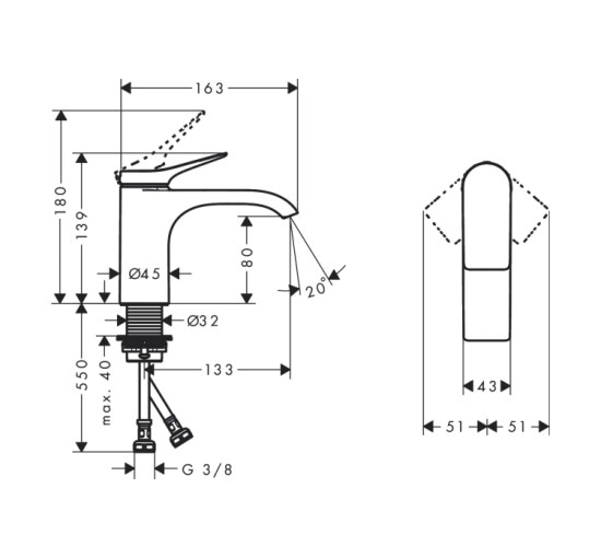 Змішувач Hansgrohe Vivenis 80 для умивальника Matt White (75012700)