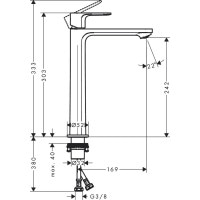 Смеситель hansgrohe Rebris E CoolStart для раковины со сливным гарнитуром, хром 72583000