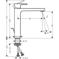 Смеситель hansgrohe Vernis Shape для раковины со сливным гарнитуром, хром 71590000