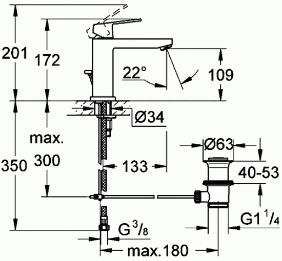 Смеситель для раковины Grohe Eurocube (23445000)