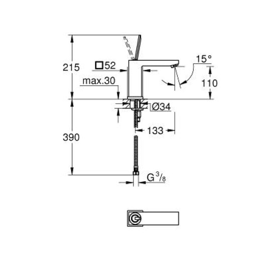 Смеситель для раковины Grohe Eurocube Joy (23658000)