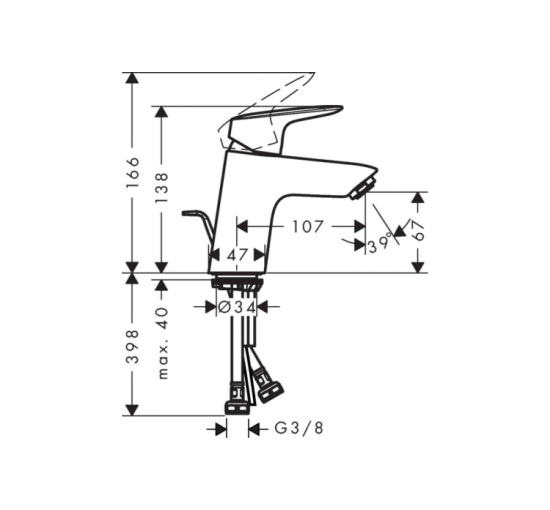 Змішувач Hansgrohe Logis 70 для умивальника LowFlow 3.5 л/хв (71078000)