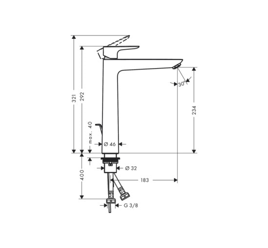 Смеситель Hansgrohe Talis E 240 для умывальника Matt White (71716700)