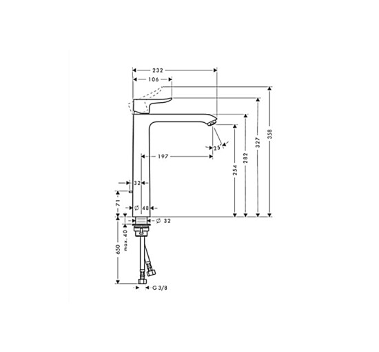Змішувач Hansgrohe Metris 260 для умивальника з донним клапаном (31082000)