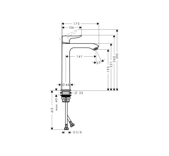 Смеситель Hansgrohe Metris 200 для умывальника без донного клапана (31185000)