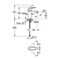 Смеситель на раковину однозахватный GROHE EUROSMART NEW хром латунь 32467003