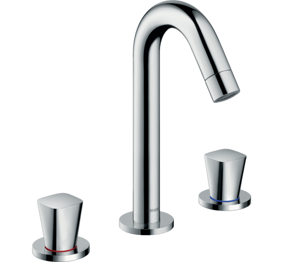 Змішувач hansgrohe Logis для раковини на 3 отвори із зливним гарнітуром, хром 71133000