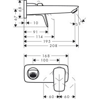 Змішувач hansgrohe Logis для раковини настінний, чорний матовий 71220670