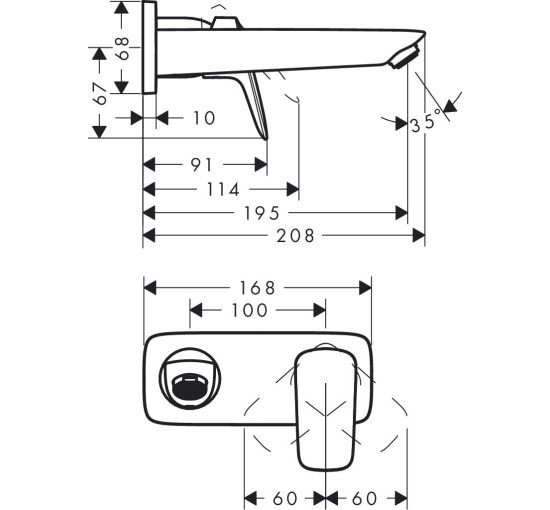 Змішувач hansgrohe Logis для раковини настінний, чорний матовий 71220670