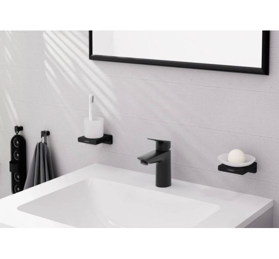 Смеситель для умывальника однорычажный HANSGROHE Logis черный латунь с донным клапаном 71107670