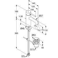 Смеситель для умывальника 75 DN 15 Bozz (382700576), Kludi