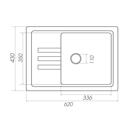 Гранитная мойка для кухни Platinum 6243 LIANA матовая Черный металлик