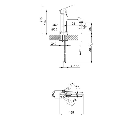 Смеситель для раковины Qtap Rozkos 1055104C