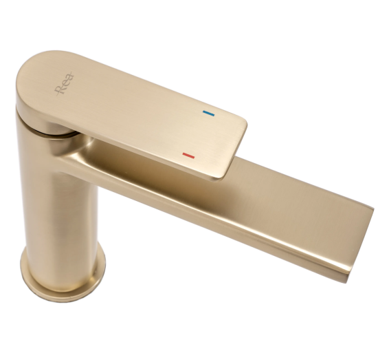 Смеситель для раковины (умывальник) REA VERSO BRUSHED GOLD низкий