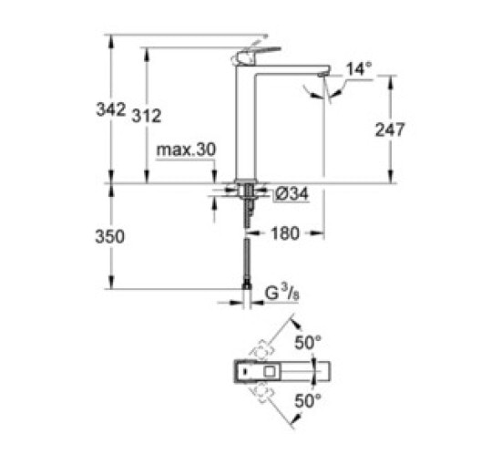 Змішувач для умивальника Grohe Eurocube (23406000)