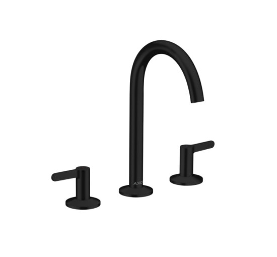 Смеситель Axor One 170 для умывальника на 3 отверстия с донным клапаном push-open. Matt Black (48050670)