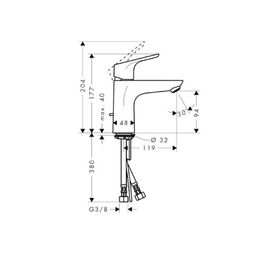 Змішувач Hansgrohe Focus E 100 для умивальника LowFlow 3.5 л/хв. (31603000)