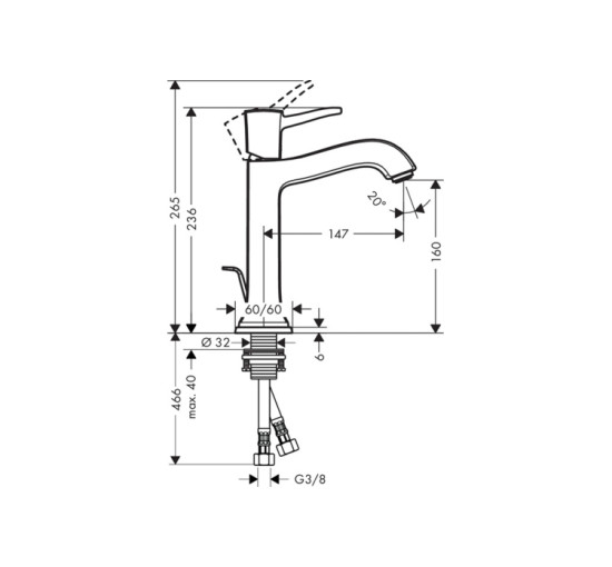 Змішувач Hansgrohe Metropol Classic 160 для умивальника хромований (31302000)
