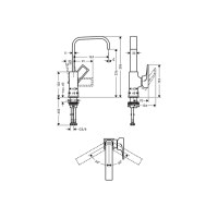 Смеситель Hansgrohe Metropol 230 для умывальника (ручка Loop) поворотный (74511000) гарнитура push-open