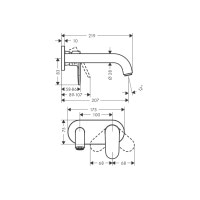 Смеситель Hansgrohe Vernis Blend для раковины со стены скрытого монтажа 205 мм, Chrome (71576000)