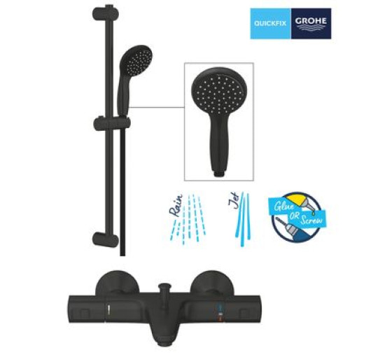 Змішувач для ванної термостатичний GROHE Precision Start чорний латунь UA303907T1