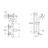 Смеситель для ванной термостатический GROHE Precision Start черный латунь UA303907T1