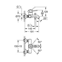 Смеситель для ванной однорычажный с коротким изливом GROHE Start Classic хром латунь 23787000