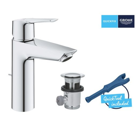 Змішувач для умивальника одноважільний GROHE Start хром латунь з донним клапаном 23455002