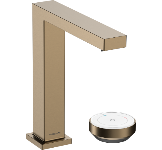 Смеситель hansgrohe Tecturis E CoolStart EcoSmart+ для раковины со сливным гарнитуром, бронза 73053140
