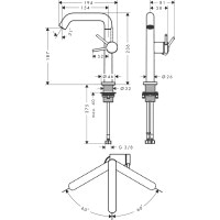 Смеситель hansgrohe Tecturis S CoolStart EcoSmart+ для раковины со сливным гарнитуром, бронза 73360140