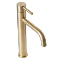 Смеситель для раковины (умывальник) REA LUNGO BRUSHED GOLD высокий