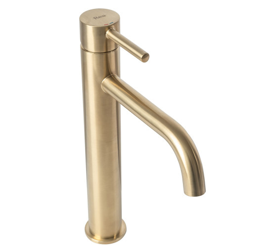 Смеситель для раковины (умывальник) REA LUNGO BRUSHED GOLD высокий