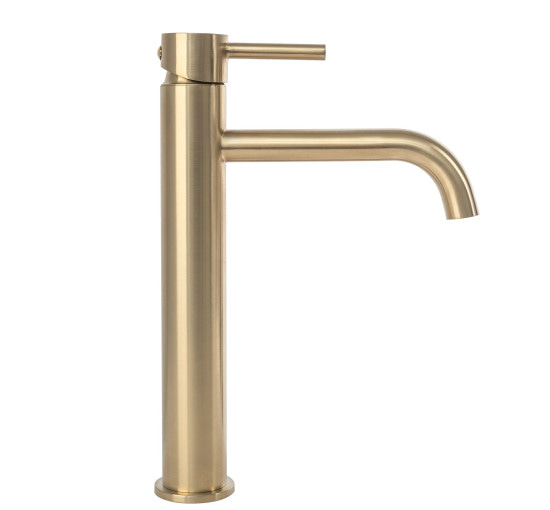 Смеситель для раковины (умывальник) REA LUNGO BRUSHED GOLD высокий