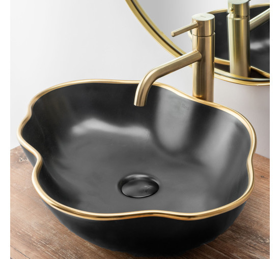 Смеситель для раковины (умывальник) REA LUNGO BRUSHED GOLD высокий