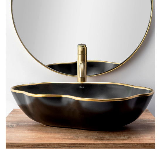 Смеситель для раковины (умывальник) REA LUNGO BRUSHED GOLD высокий