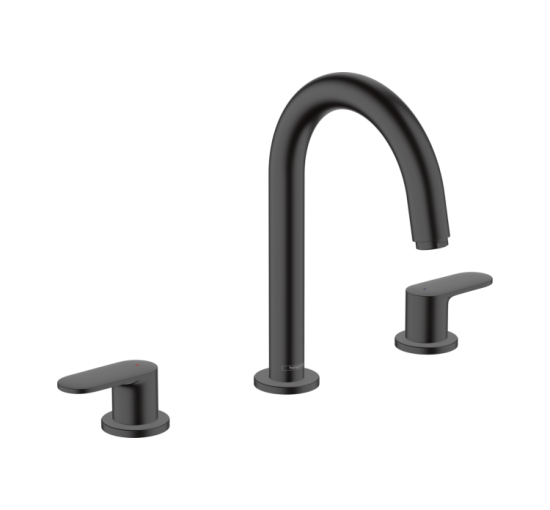 Смеситель Hansgrohe Vernis Blend для умывальника на 3 отверстия с донным клапаном pop-up. Matt Black (71553670)