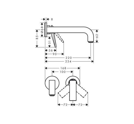 Змішувач Axor Citterio 220 Lever для раковини зі стіни Chrome 39121000
