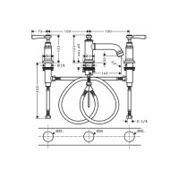 Смеситель Axor Montreux 30 для раковины на 3 отверстия ручки Lever хромированный 16535000