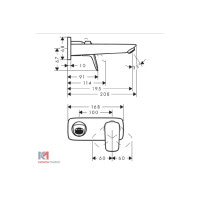 Смеситель Hansgrohe Logis для хромированной раковины со стены: скрытый монтаж/195 мм (71220000)