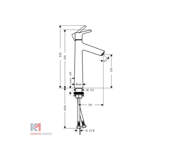 Змішувач Hansgrohe Talis S 190 для умивальника (72031000)