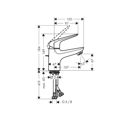 Змішувач Hansgrohe Novus 70 для умивальника (71020000)