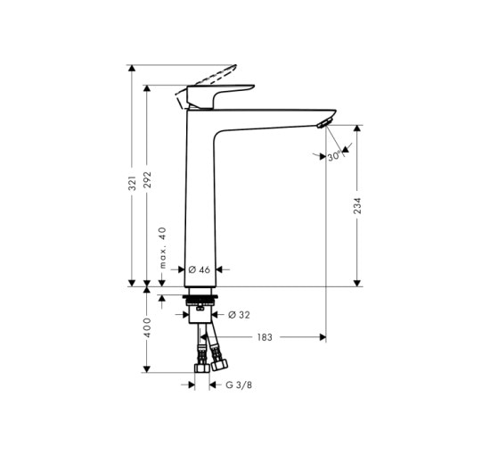 Смеситель Hansgrohe Talis E 240 для умывальника без донного клапана (71717000)