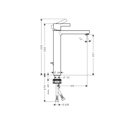 Змішувач Hansgrohe Metris S 260 для умивальника з донним клапаном (31022000)