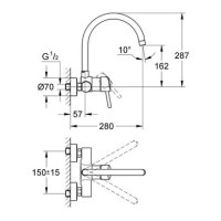 Змішувач одноважільний настінного монтажу GROHE Concetto хром латунь 32667001