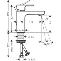 Смеситель hansgrohe Vernis Shape для раковины со сливным гарнитуром, хром 71568000