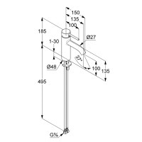 Смеситель для умывальника 100 DN 15 Bozz (382823976) черный, Kludi