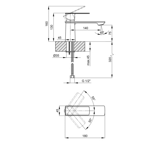 Смеситель для раковины Qtap Lodenice 1031102C