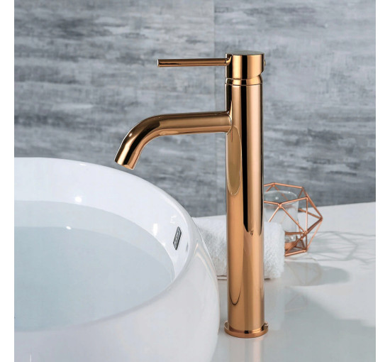 змішувач для умивальника Rea Lungo rose gold високий (REA-B6321)