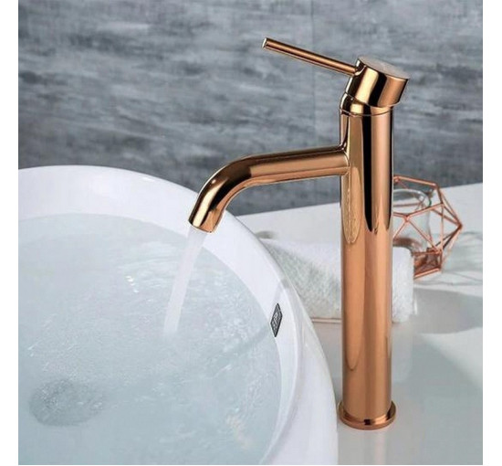 змішувач для умивальника Rea Lungo rose gold високий (REA-B6321)