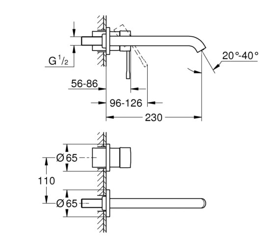 Внешняя часть смесителя для раковины Grohe Essence L-Size 19967001